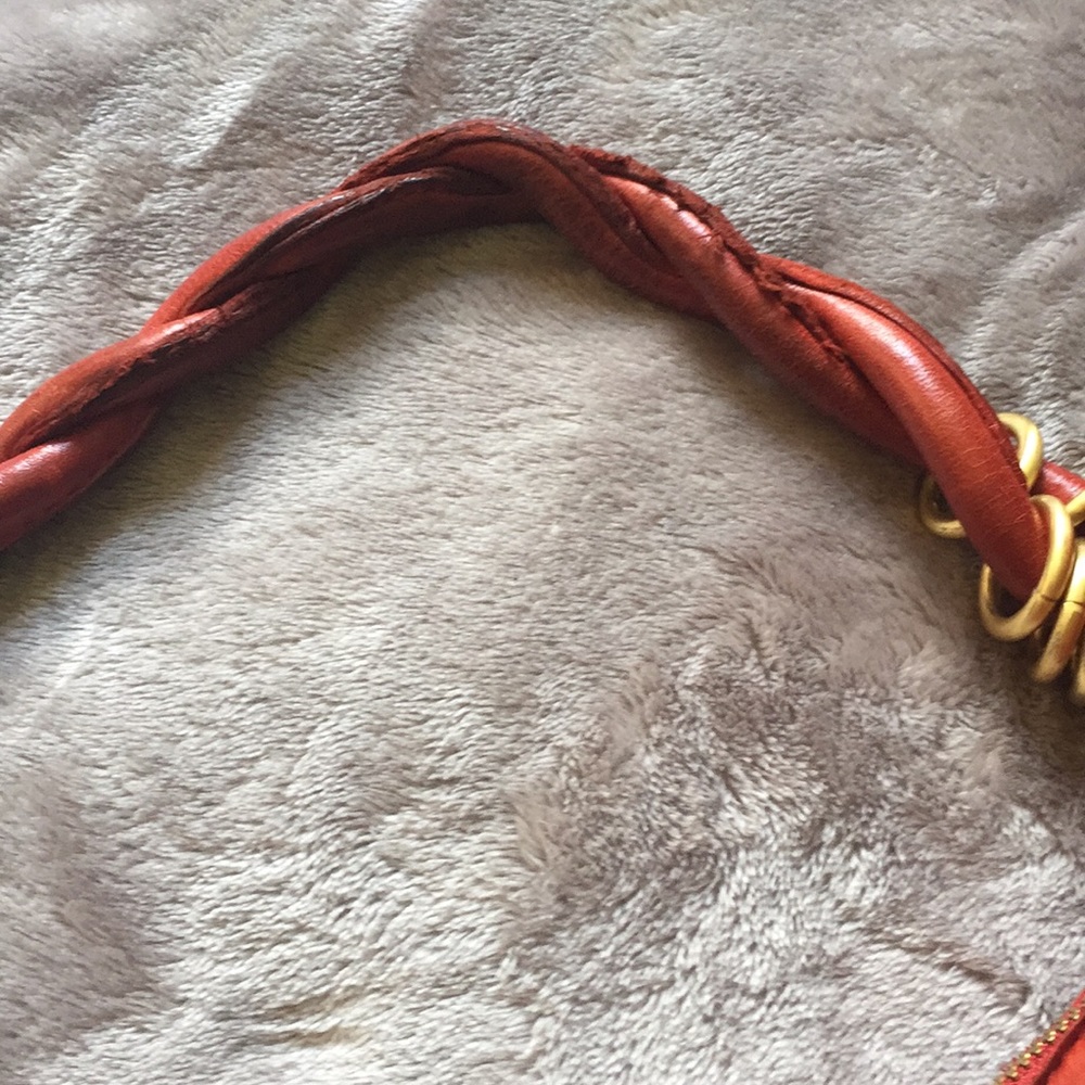 DONATED Rough Roses Red Leather Handbag - Picture 5 of 8